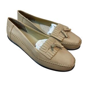 Dr. Scholl's Leather Loafers Kiltie Sz‎ 10W Tan Flats Tassel Slip on Shoes Flats